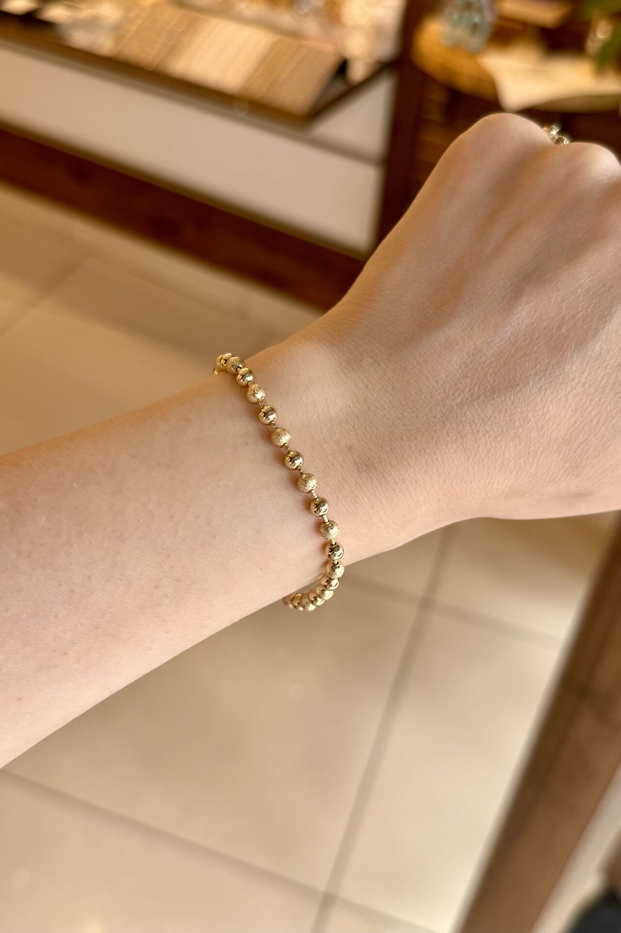 VIP Kumlama Detaylı Dorika Bileklik 17 + 3 cm 14K