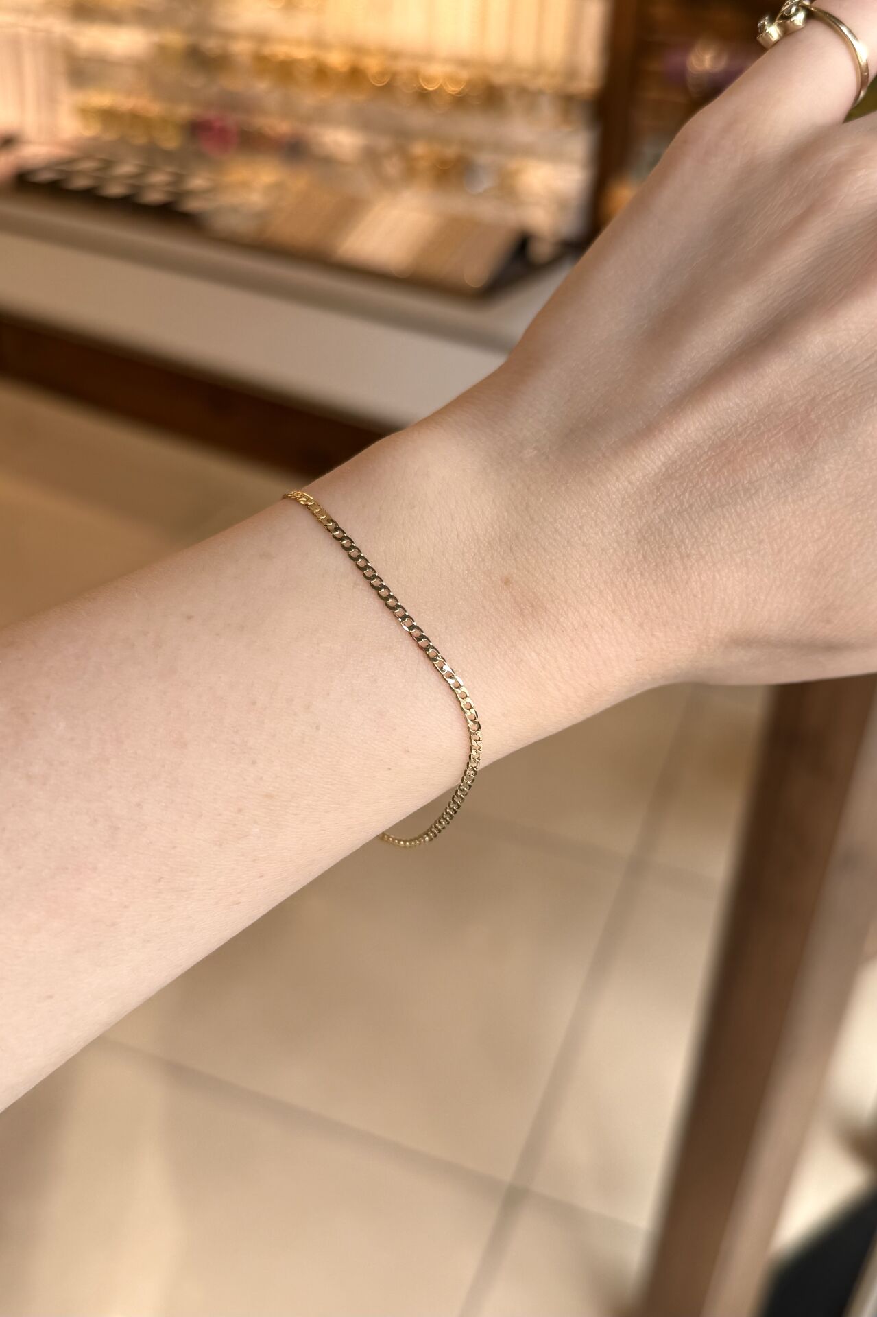 VIP İnce Örgü Zincir Bileklik 17 cm 14K