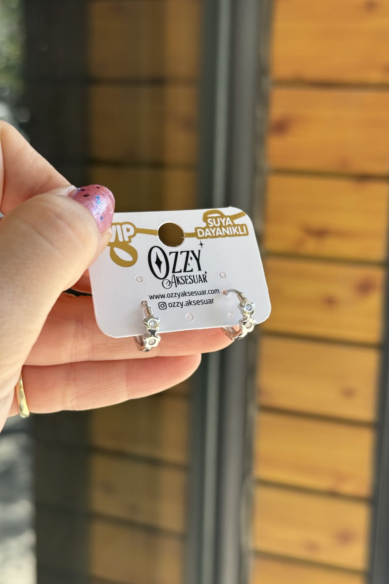 VIP İçi Taşlı Çift Çiçekli Halka Küpe Gümüş Renk