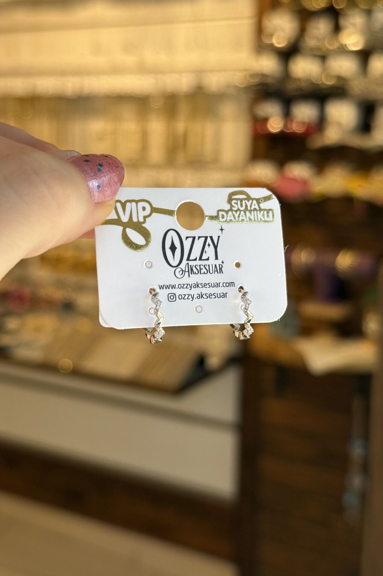 VIP Gömme Taşlı Zigzag Model Halka Küpe Gümüş Renk