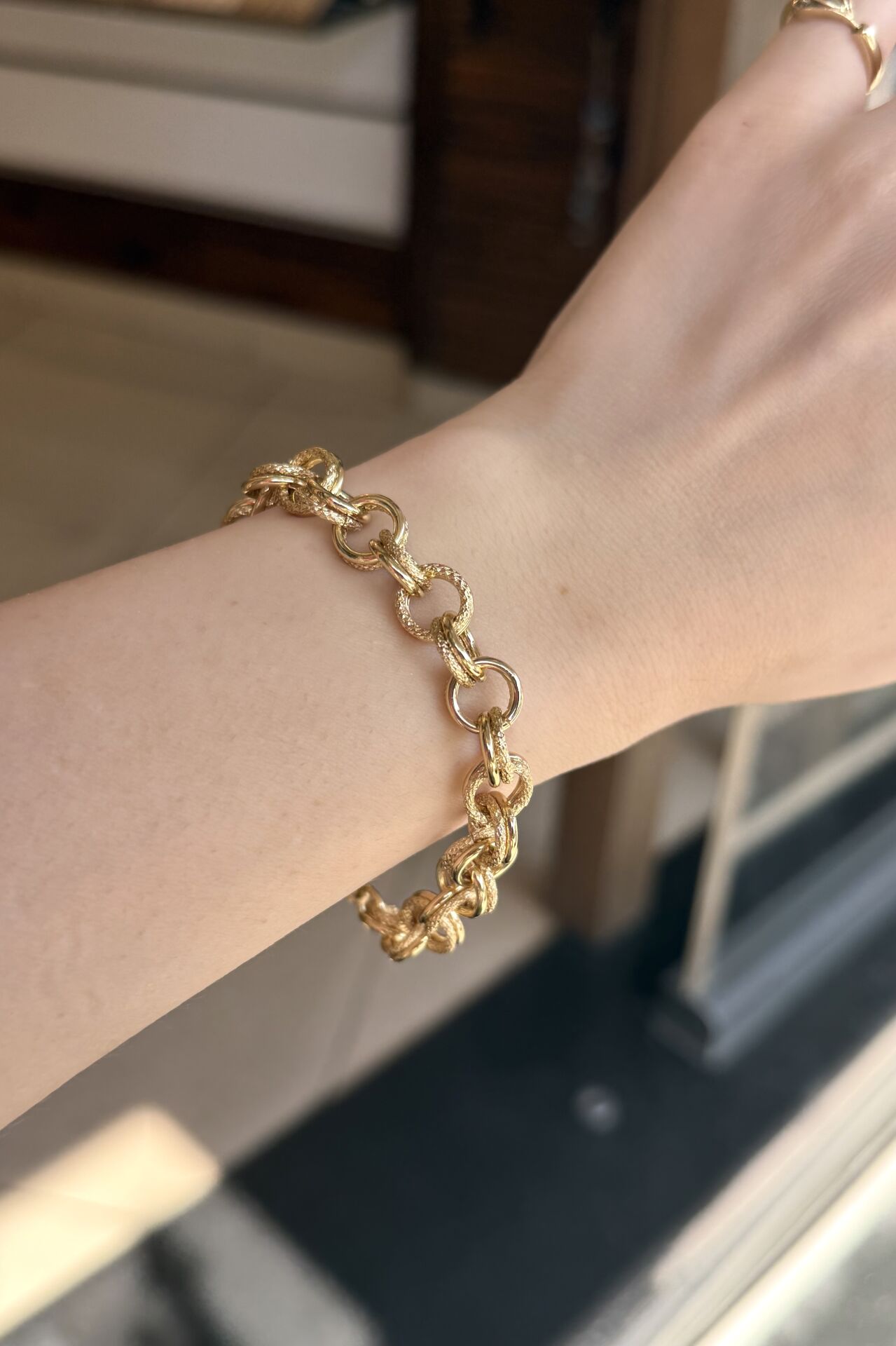 VIP Elmas Kesimli Halka Zincir Bileklik 18 cm 14K