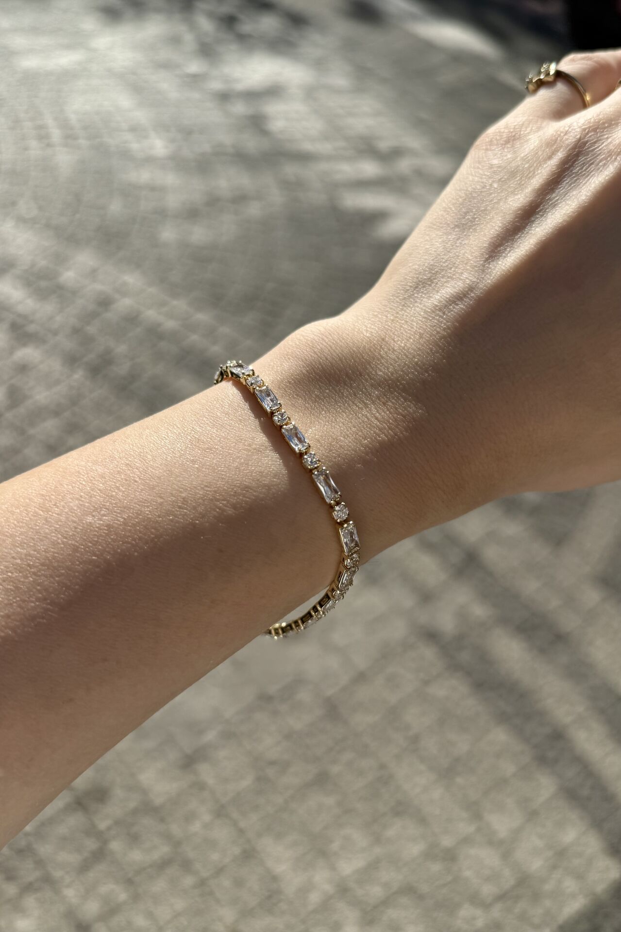 VIP Baget Taşlı Su Yolu Bileklik 17 + 2 cm 14K