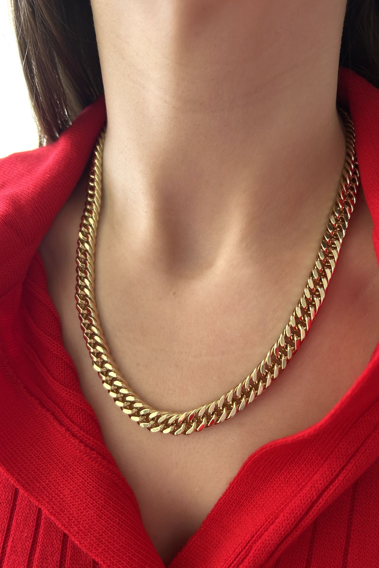 VIP Sık Örgü Ezme Zincir Kolye 50 cm 14K