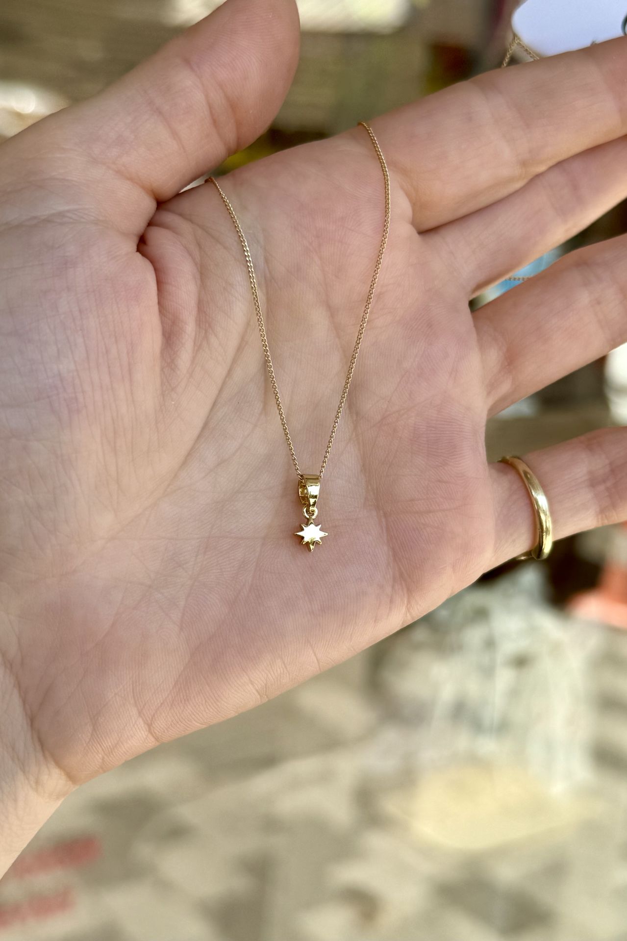 VIP Minimal Kuzey Yıldız Uçlu Kolye 45 cm 14K