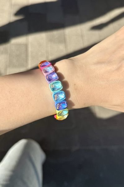 Rainbow Çok Renkli Taşlı Porselen Bileklik