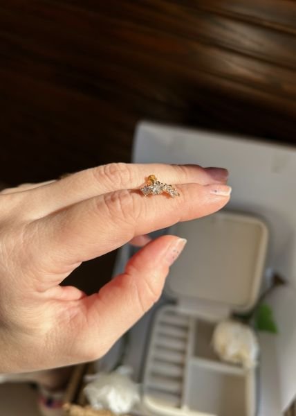 Çelik Ortası Yıldız Asimetrik Zirkon Taşlı Yay Tragus Piercing 8 mm