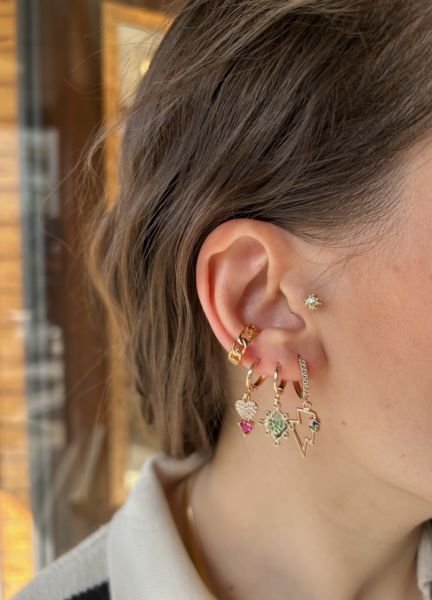 Şimşek ve Kalp Detay 3'lü Set Küpe