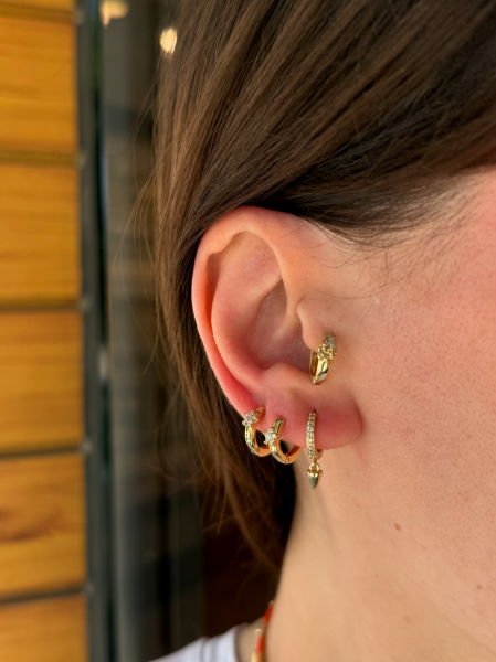 VIP Sarkaçlı Önü Sıra Taş Küçük Halka Küpe