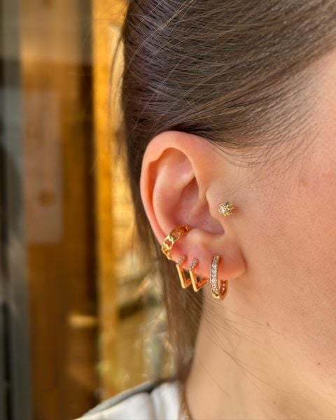 VIP Seri Tam Tur Sıra Taşlı 6 Gen Halka Küpe