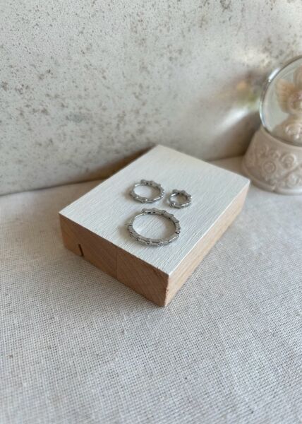 Aralıklı Sıra Taşlı 3 'lü Set Küpe Gümüş Renk