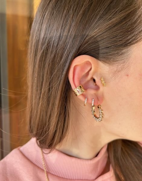 VIP Seri Askılı Klips Taşlı Güneş Küpe