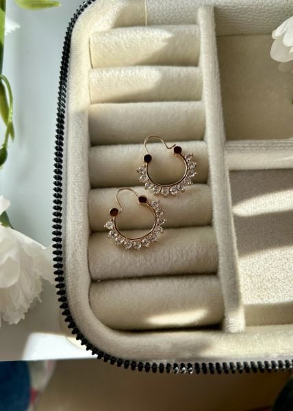 VIP Seri Askılı Klips Taşlı Güneş Küpe