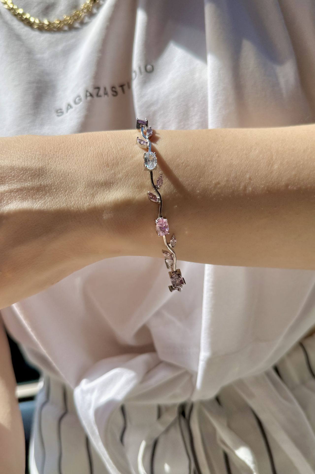 Soft Renk Taş İşlemeli Bahar Dalı Pinterest Bileklik