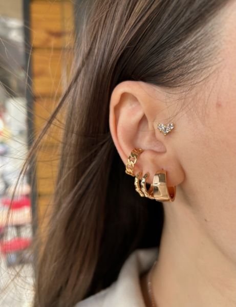 VIP Seri Ezme Desenli Halka Küpe