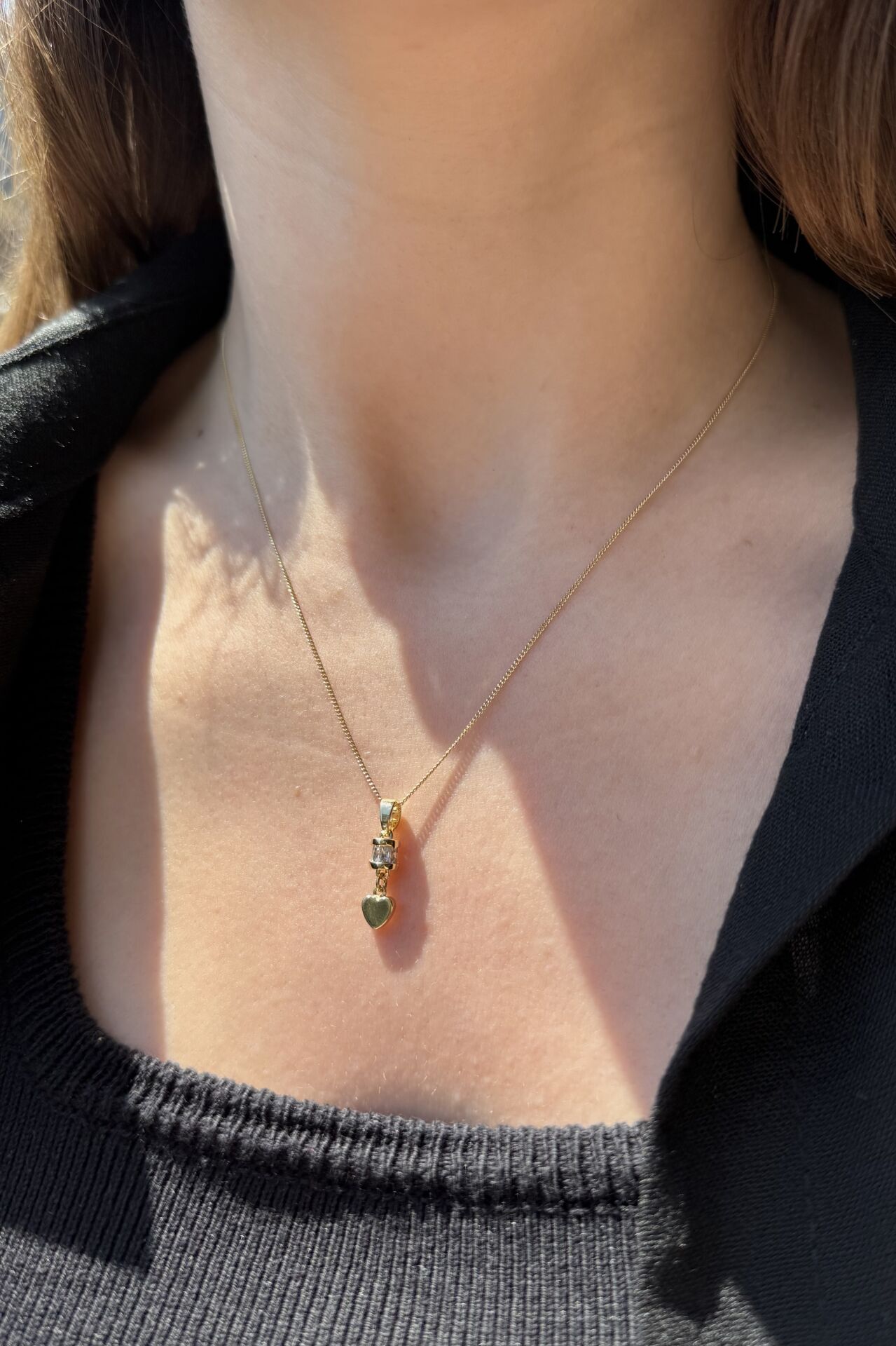 VIP Kalp Uçlu Zirkon Taş Silindir Model Kolye 45 cm