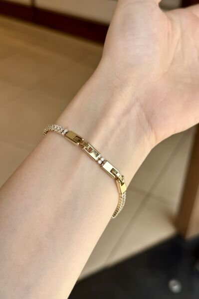 VIP İkiz Sıra Su Yolu Bileklik 14K 17 + 2 cm