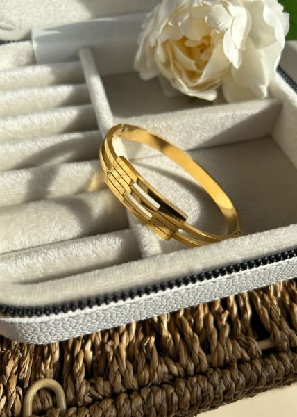 Çelik 3 Sıra Kaburga Model Kelepçe Bileklik