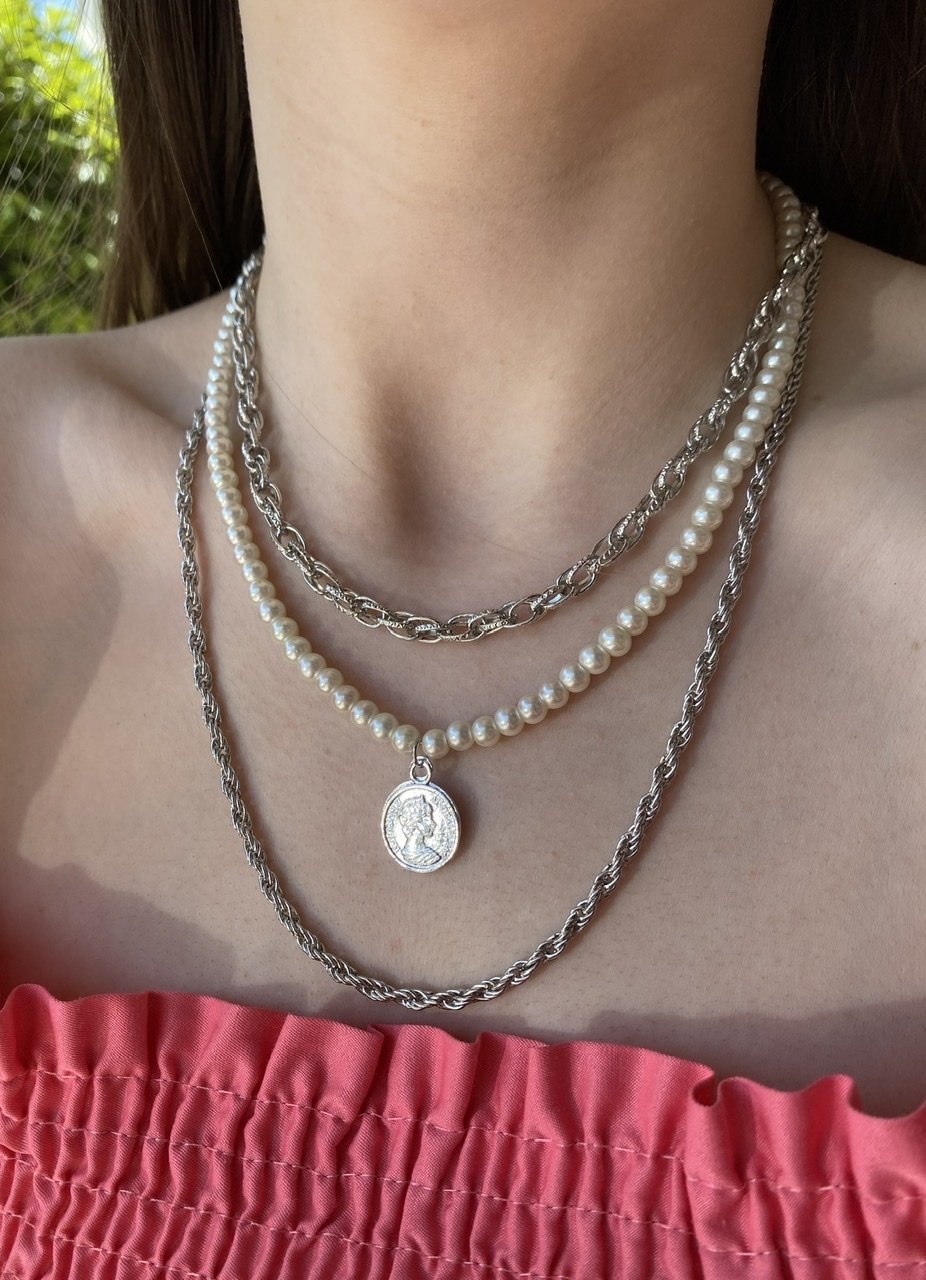 Sıra İnci Detaylı 3'lü Set Kolye