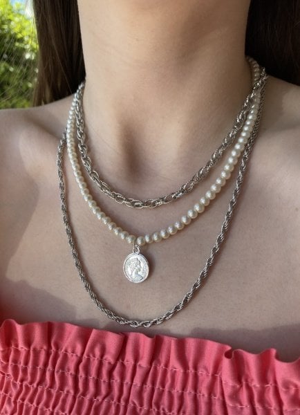 Sıra İnci Detaylı 3'lü Set Kolye