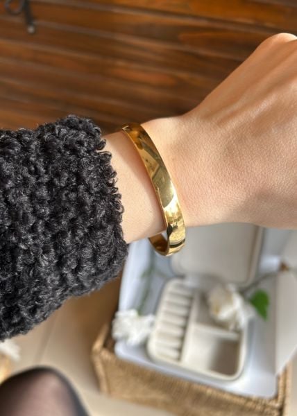 Çelik Düz Sade Oval Kesim Kelepçe Bileklik