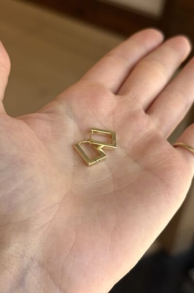VIP Dikdörtgen Halka Küpe 14K