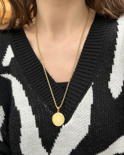 Çelik Burgu Zincirli Ata Kolye 60 + 5 cm