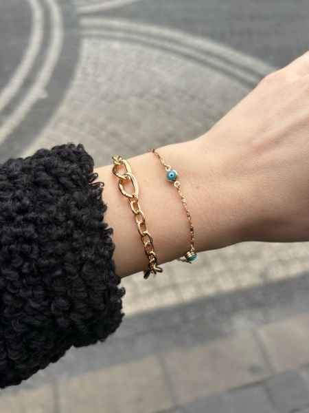 VIP Seri 3 Oval Halka Detaylı Zincir Bileklik 17 + 3 cm