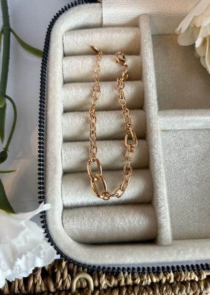 VIP Seri 3 Oval Halka Detaylı Zincir Bileklik 17 + 3 cm