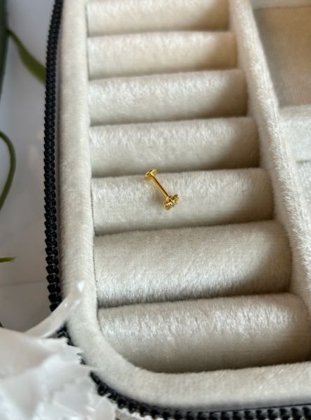 Çelik Taşlı Minimal Kuzey Yıldız Tragus Piercing 8 mm