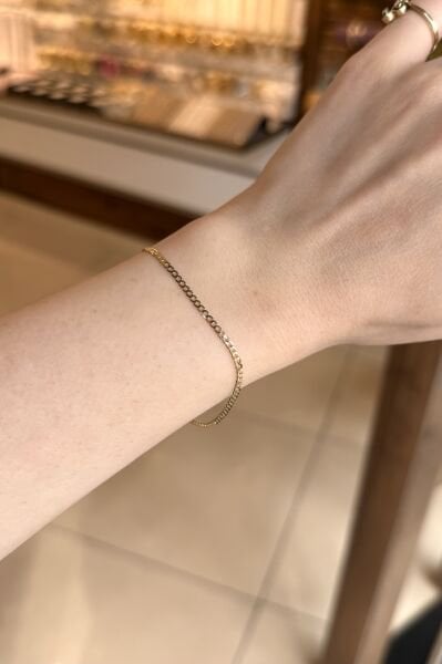 VIP İnce Örgü Zincir Bileklik 17 cm 14K