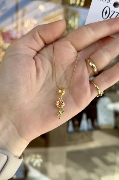 Ayçiçeği Çelik Kolye 45 cm