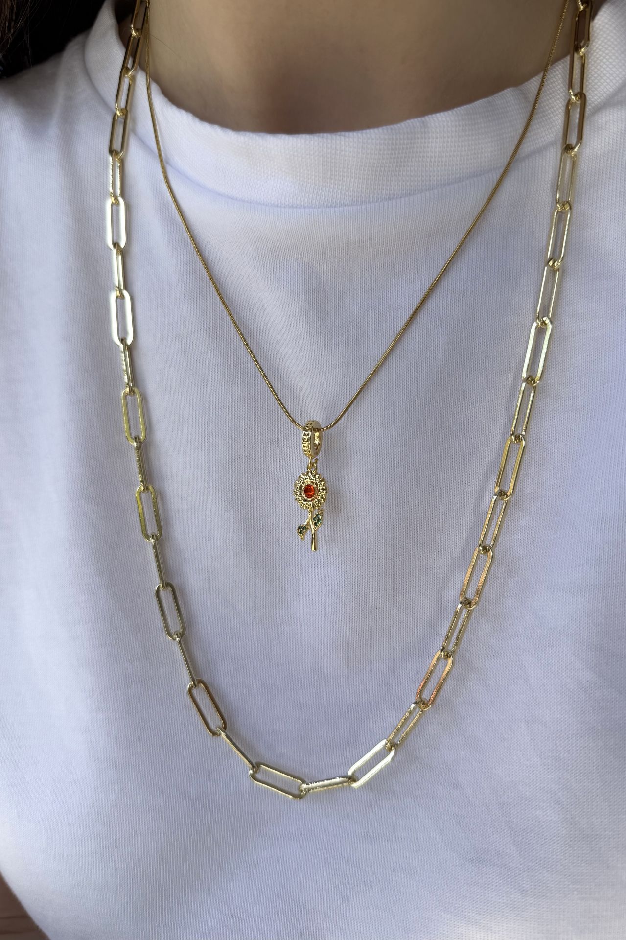 Ayçiçeği Çelik Kolye 45 cm