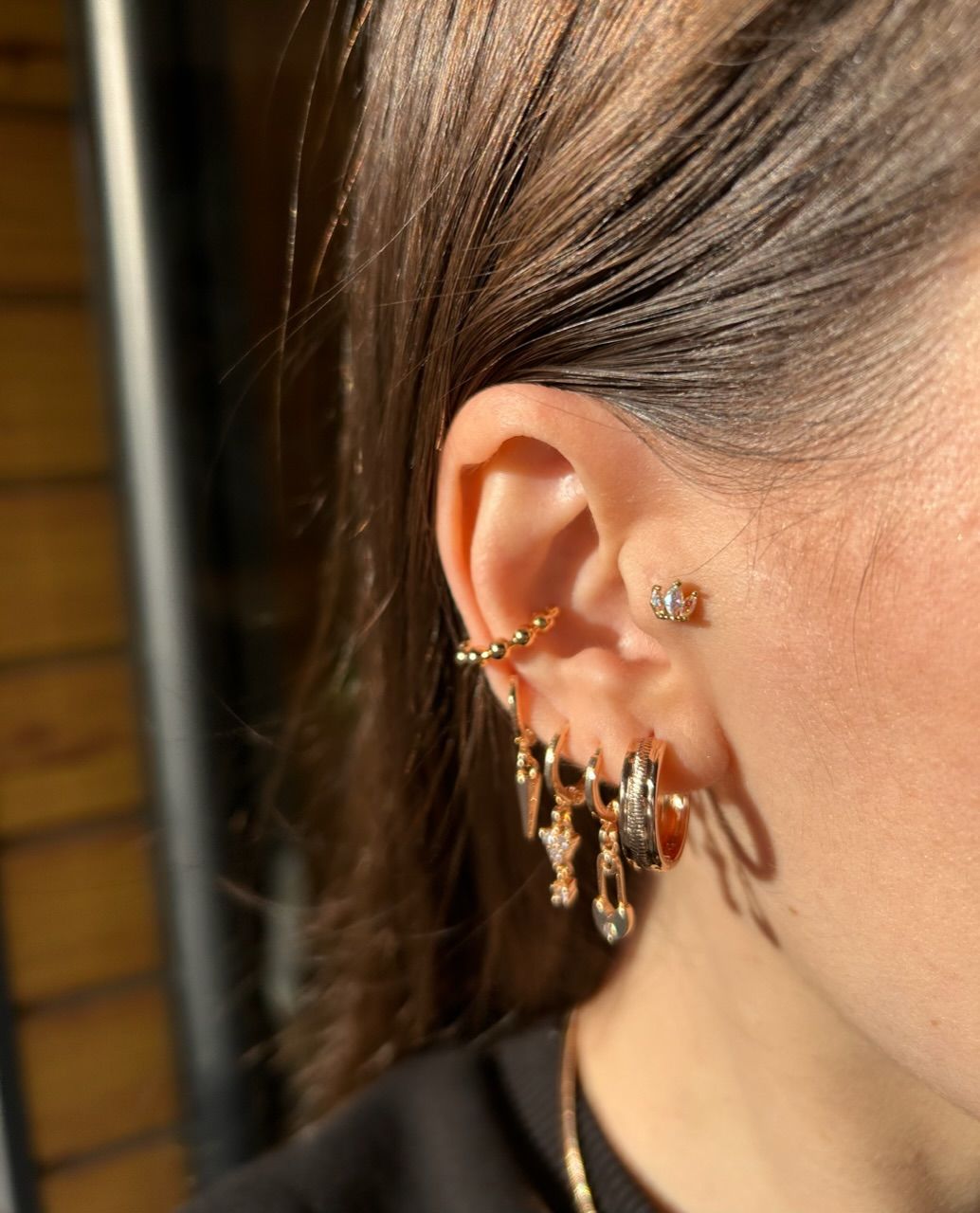 Çelik 3 Damla Opal Taç Tragus Piercing 8 mm