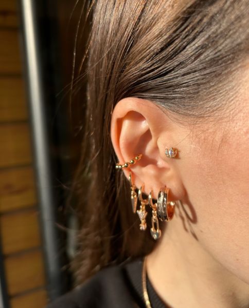 Çelik 3 Damla Opal Taç Tragus Piercing 8 mm