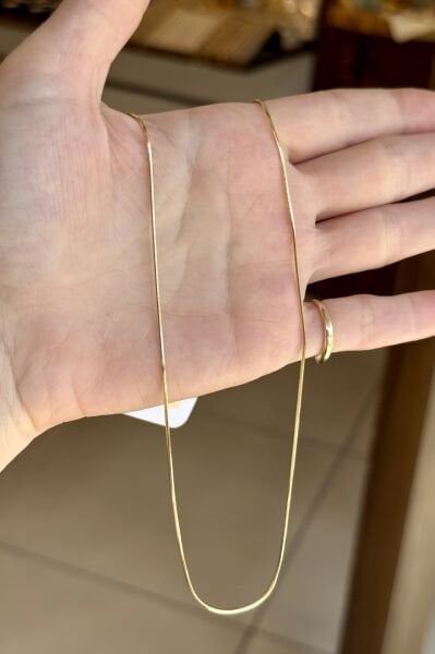 VIP Yılan Sırtı İnce Zincir Kolye 50 cm 14K