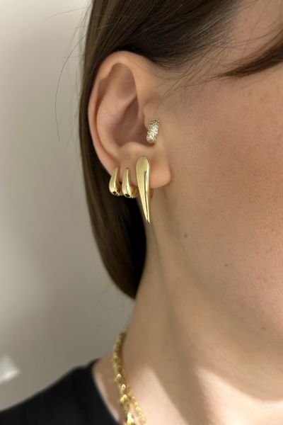 VIP Klipsli Uzun Damla Küpe 14K