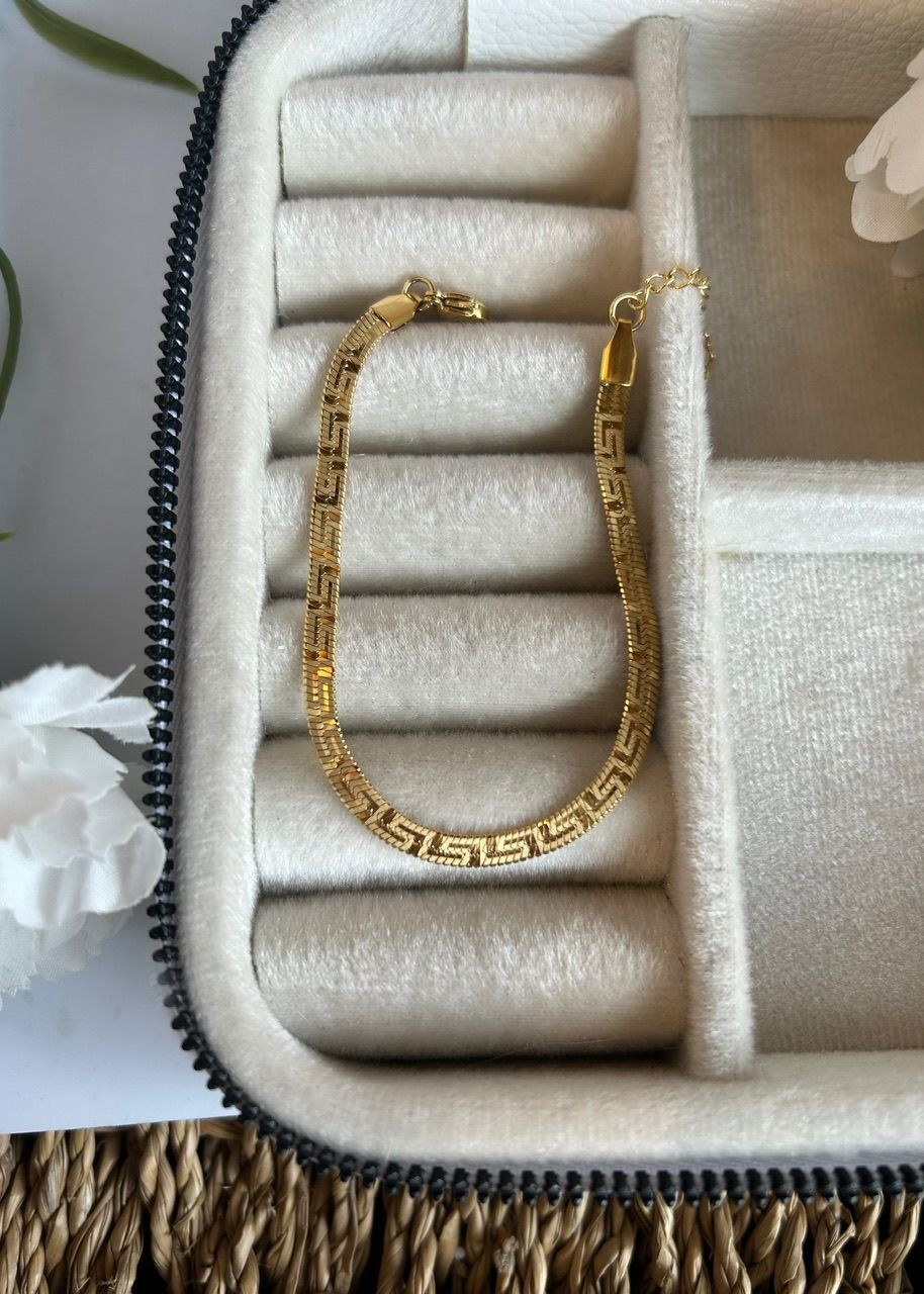 Çelik Helen Desenli İtalyan Zincir Bileklik 17 + 5 cm