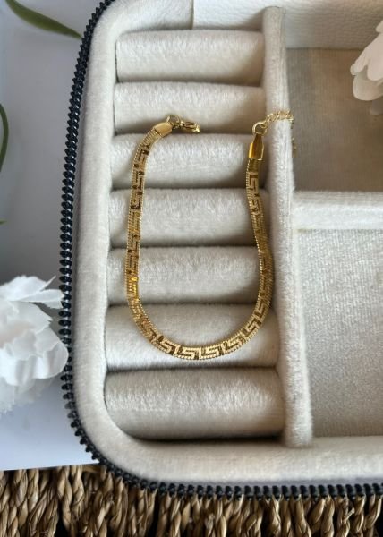 Çelik Helen Desenli İtalyan Zincir Bileklik 17 + 5 cm