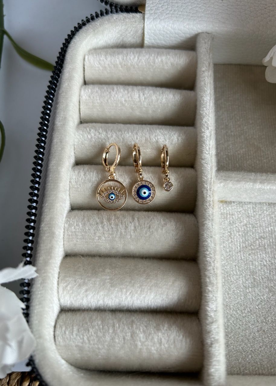 Halka İçi Göz Detay 3'lü Set Küpe