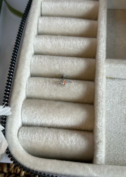 Çelik Opal Taş Detay Şimşek Tragus Piercing 8 mm Gümüş Renk