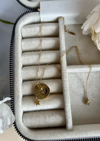 Çelik Yıldız Çarkı Burç Kolye