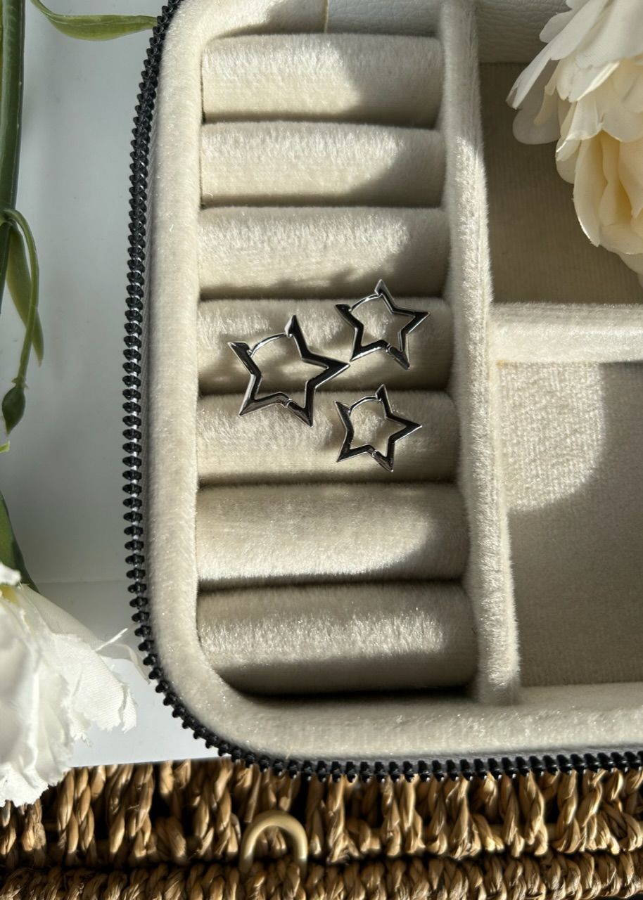 3' lü Set Yıldız Küpe Gümüş Renk