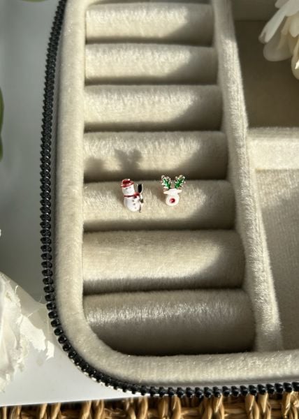 Geyik ve Kardan Adam Yılbaşı Küpe