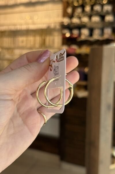 VIP İnce Sade Halka Küpe 2,5 cm 14K