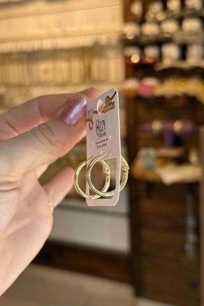 VIP İnce Sade Halka Küpe 2 cm 14K