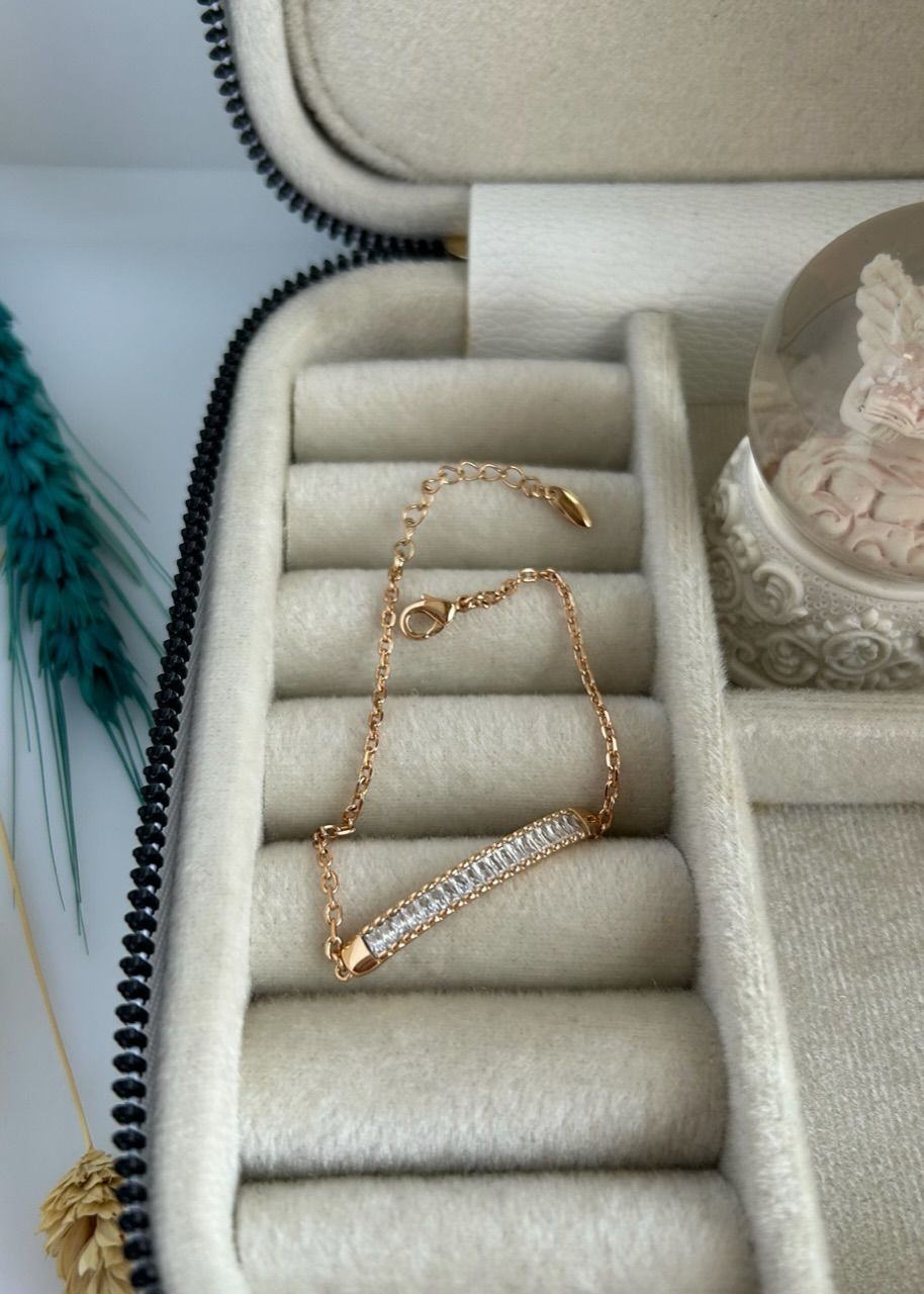 VIP Seri Sıra Baget Taşlı Künye Bileklik 17 + 3 cm