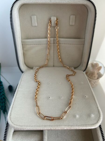 VIP Seri Oval Detay Zincir Kolye 60 cm