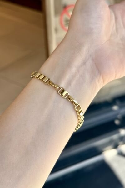 VIP Taş Detaylı Piramit Bileklik 17 + 3 cm 14K