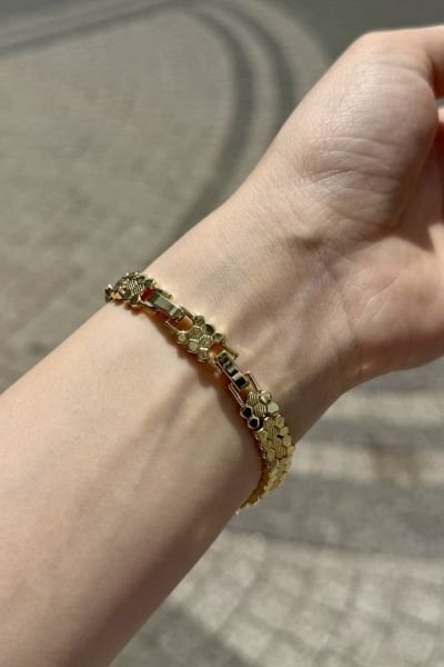 VIP Petek Örgü Bileklik 17 + 2 cm 14K