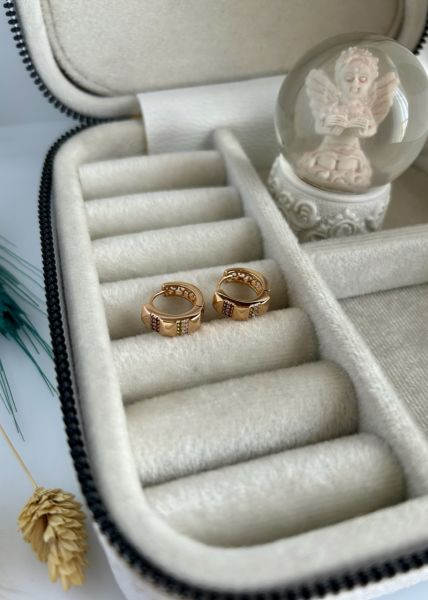 VIP Seri Renkli Taş İşlemeli Geometrik Desen Halka Küpe